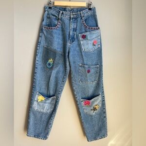Vintage 90’s Zana Di Embroidered Multi Pocket High Waisted Patchwork Jeans